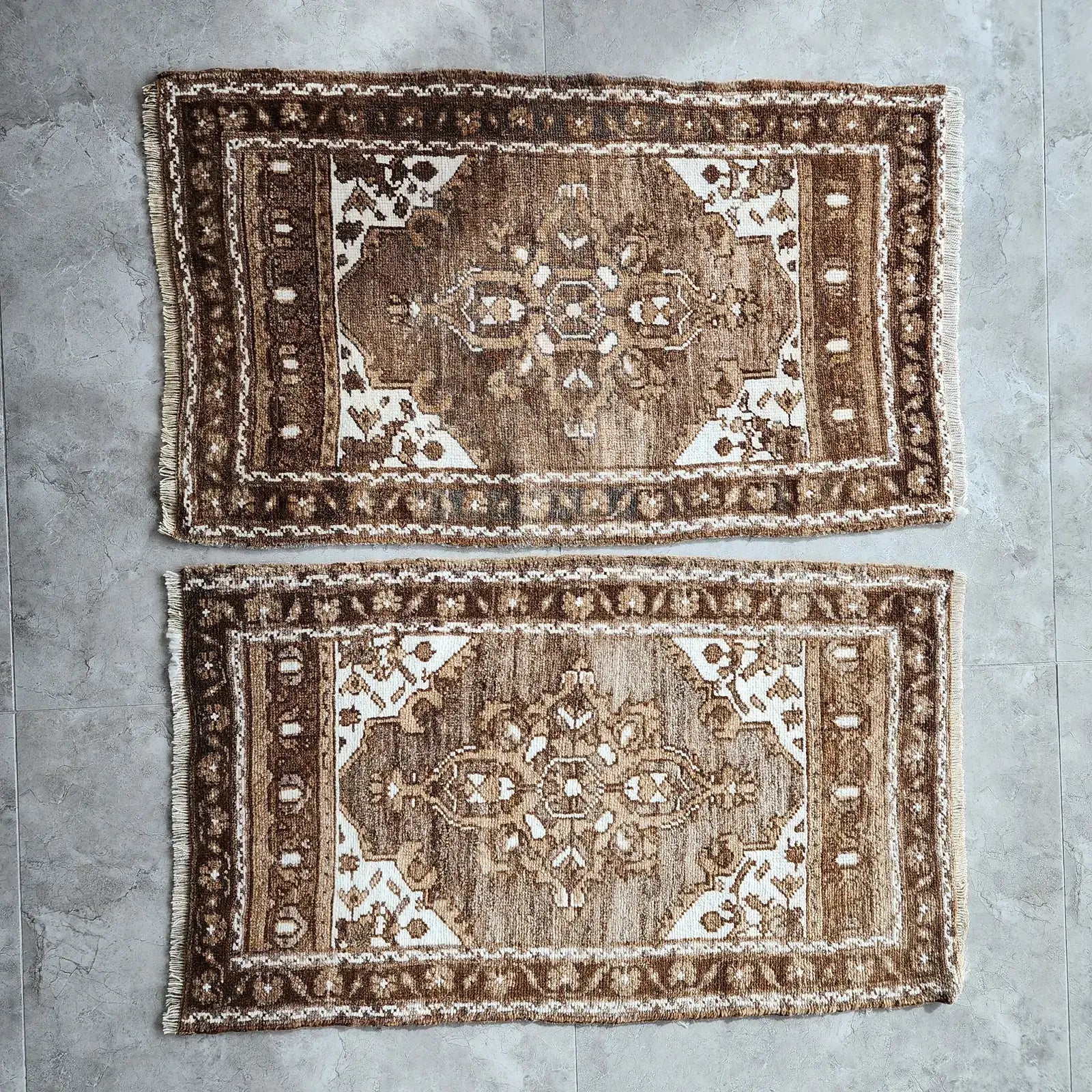 Vintage Turkish Yastik Rug Set of 2 | 1'9'' x 2'11'' & 1'9'' x 2'11''