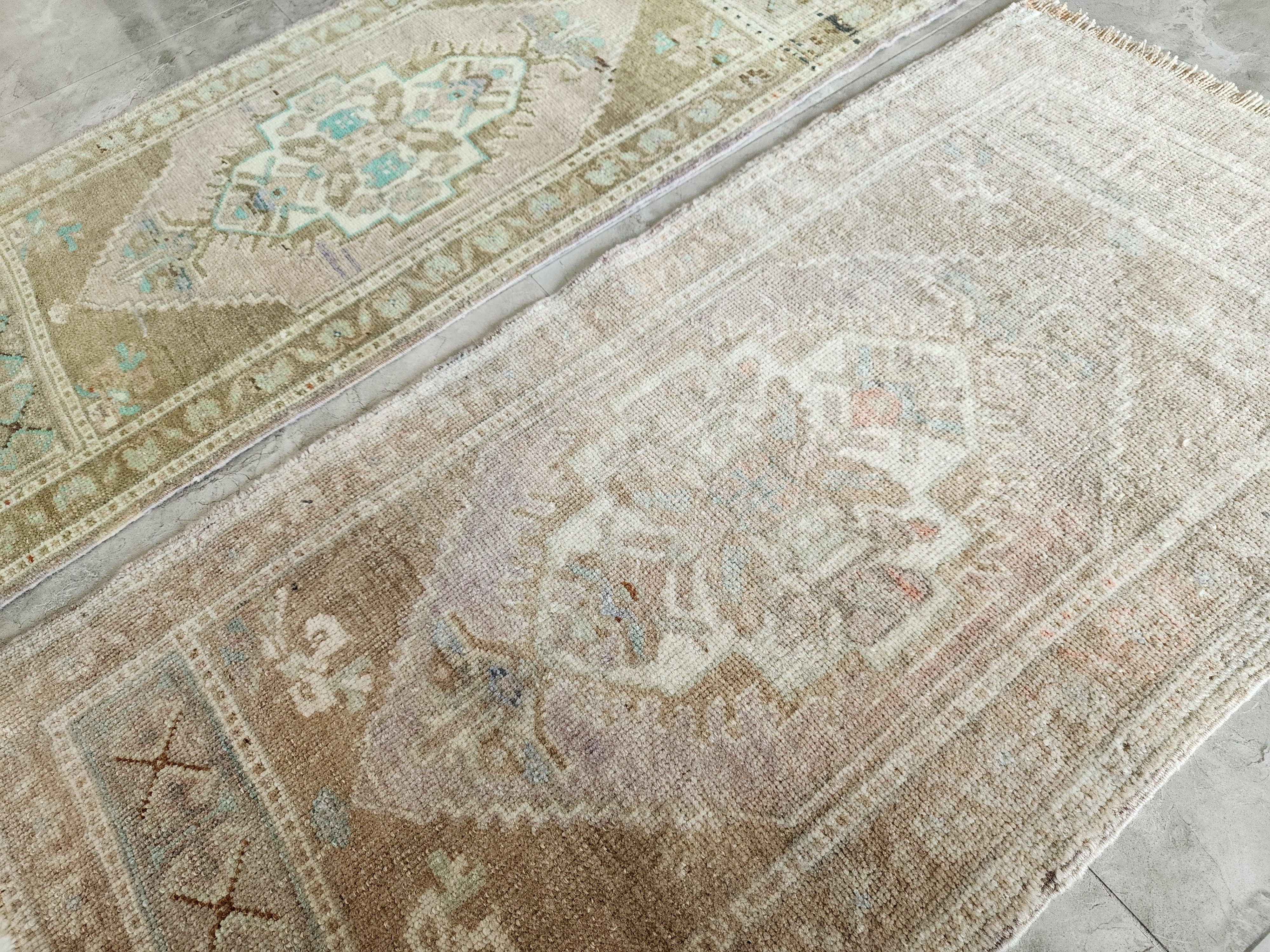 Vintage Turkish Yastik Rugs Set of 2 | 20'' x 39''