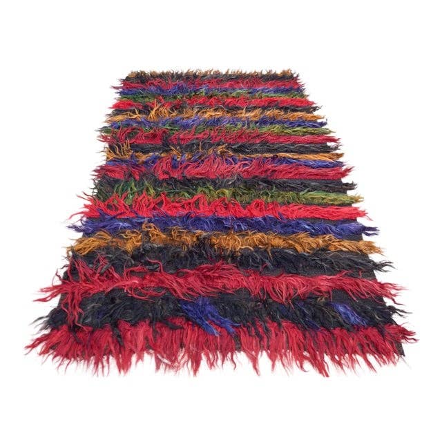 Vintage Turkish Shaggy Rug 3'9'' x 5'8''