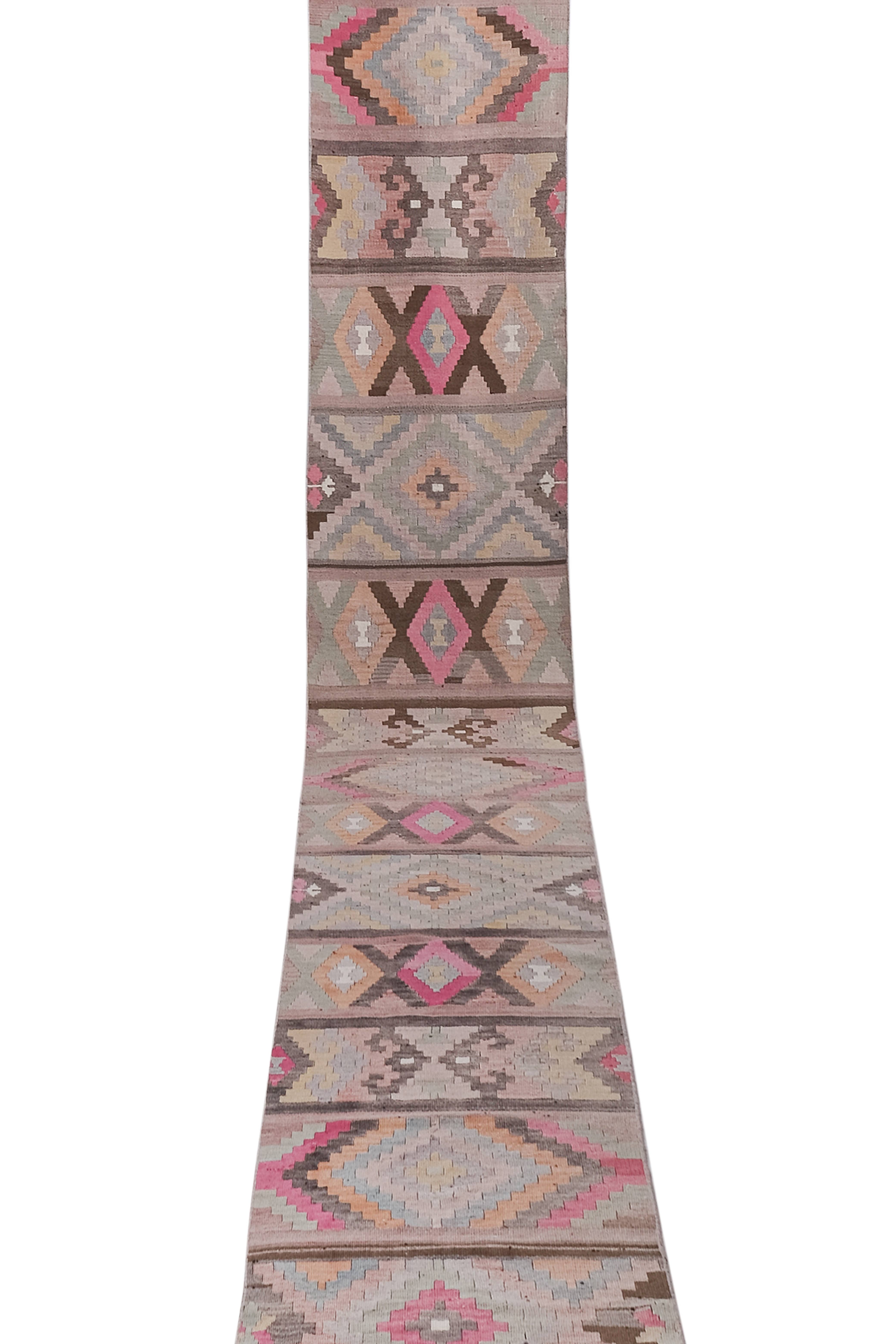 Vintage Turkish Kilim Runner 2'9'' x 21'8''