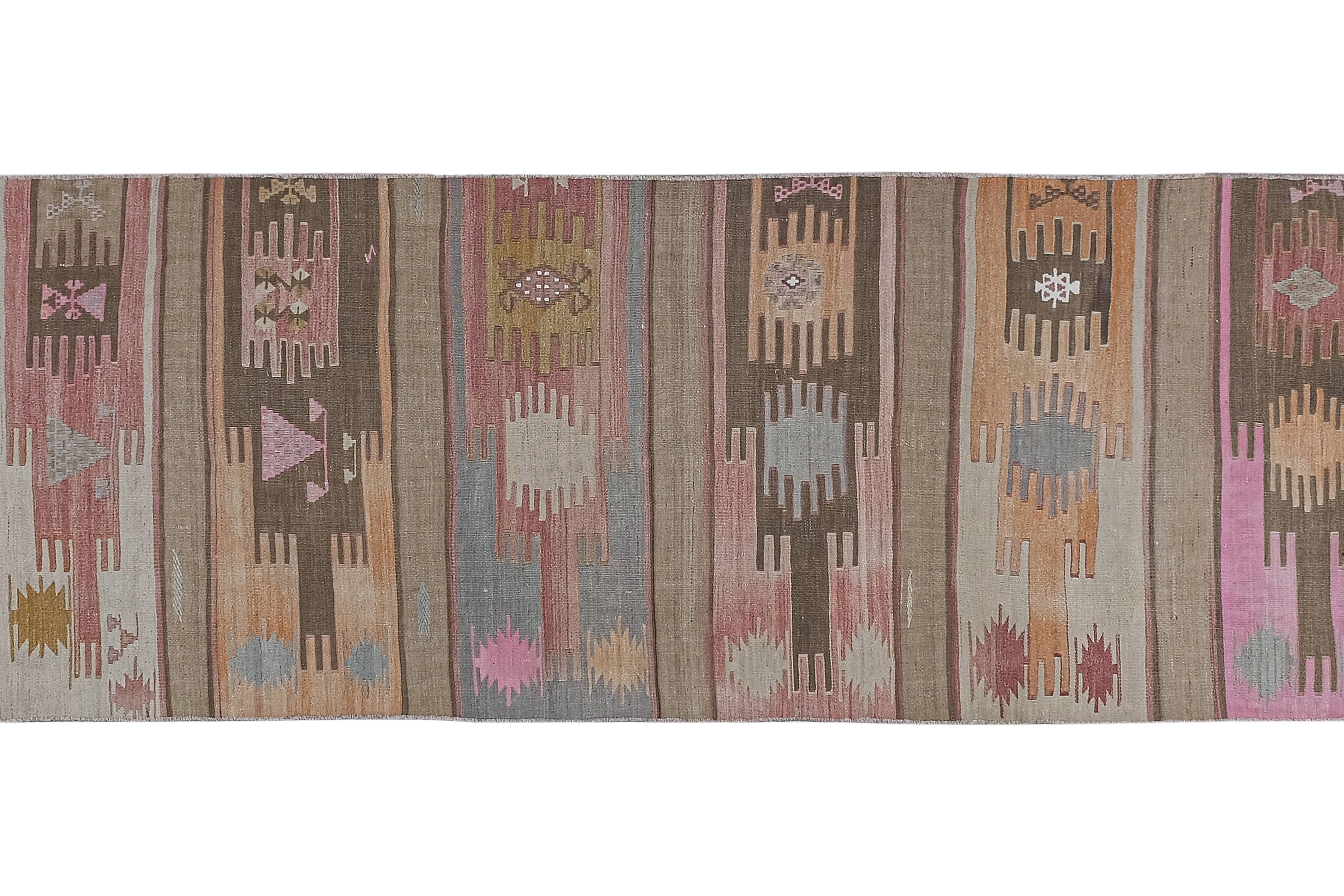 Vintage Sivas Kilim Runner 2'8'' x 12'6''