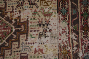 Vintage Turkish Animal Soumac Kilim Rug 41'' x 54''