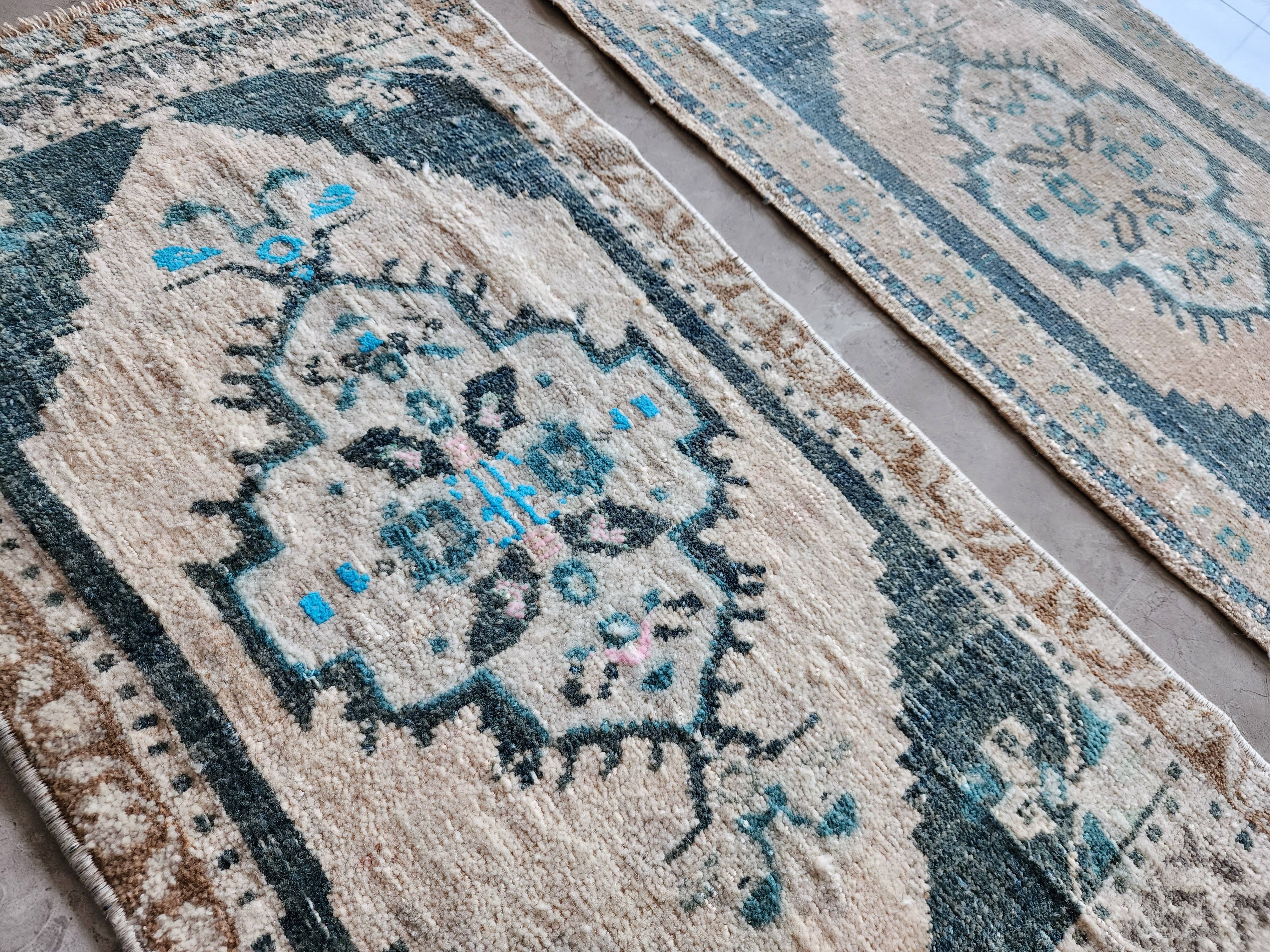 Vintage Turkish Yastik Rugs Set of 2 | 20'' x 38''