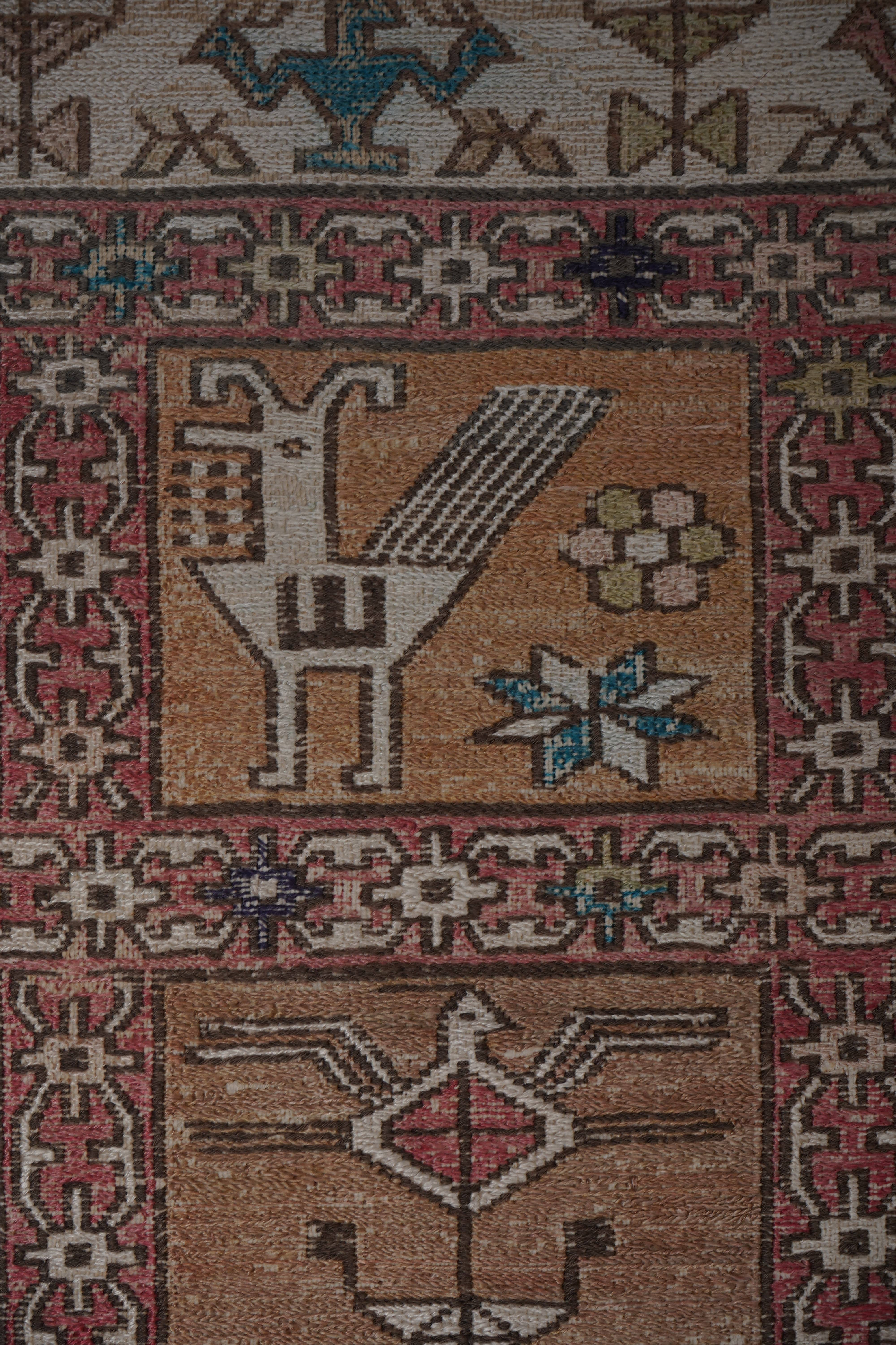 Vintage Turkish Soumac Kilim Rug 4'1'' x 5'8''