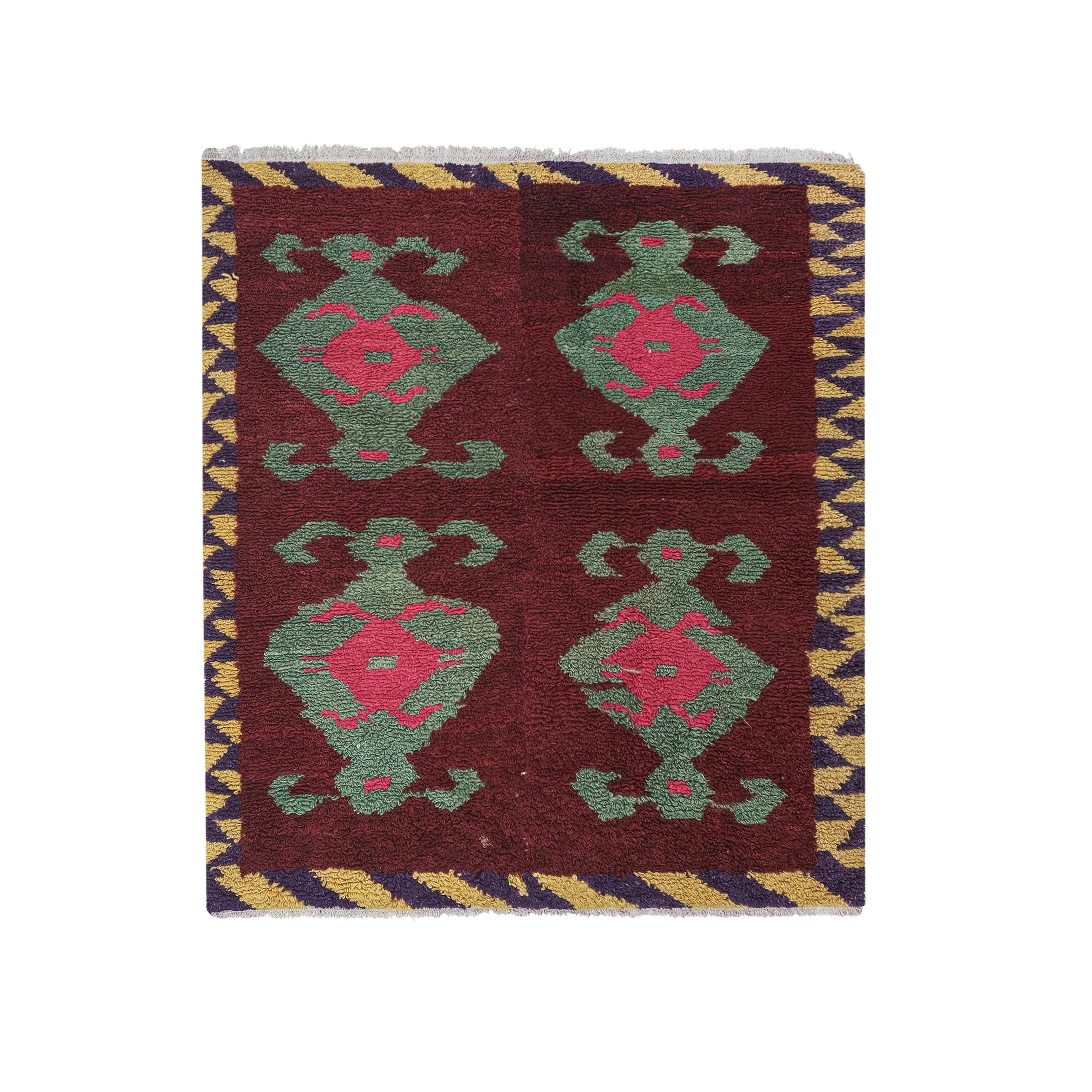 Vintage Turkish Shaggy Tulu Rug 45'' x 51''