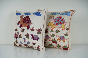 Turtle Suzani Pillow Cover Set of 2 | 19'' x 19''
