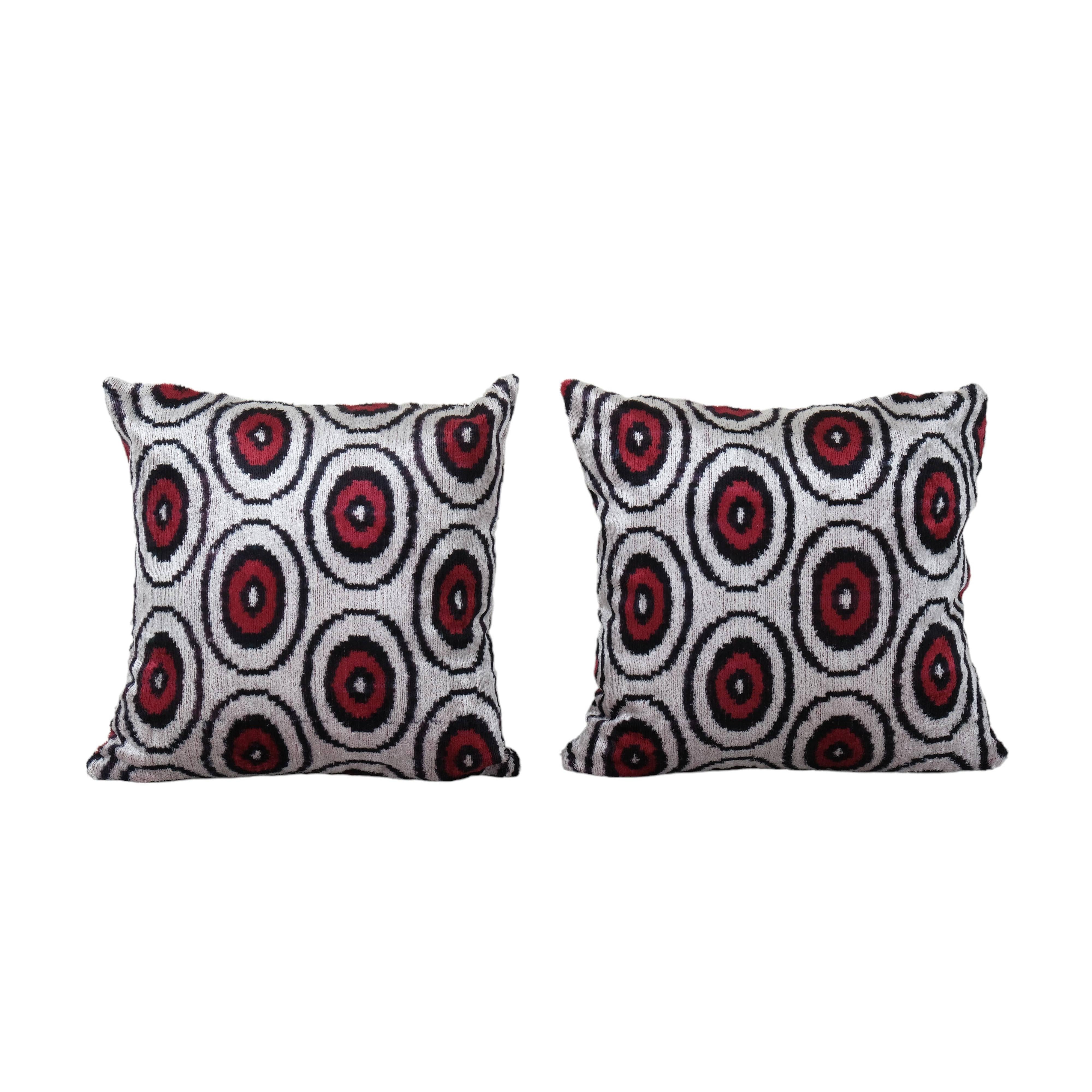 Silk Ikat Velvet Pillow Cover Set of 2 | 18'' x 19''