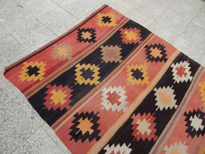 Vintage Turkish Kilim Runner 4'2'' x 9'4''
