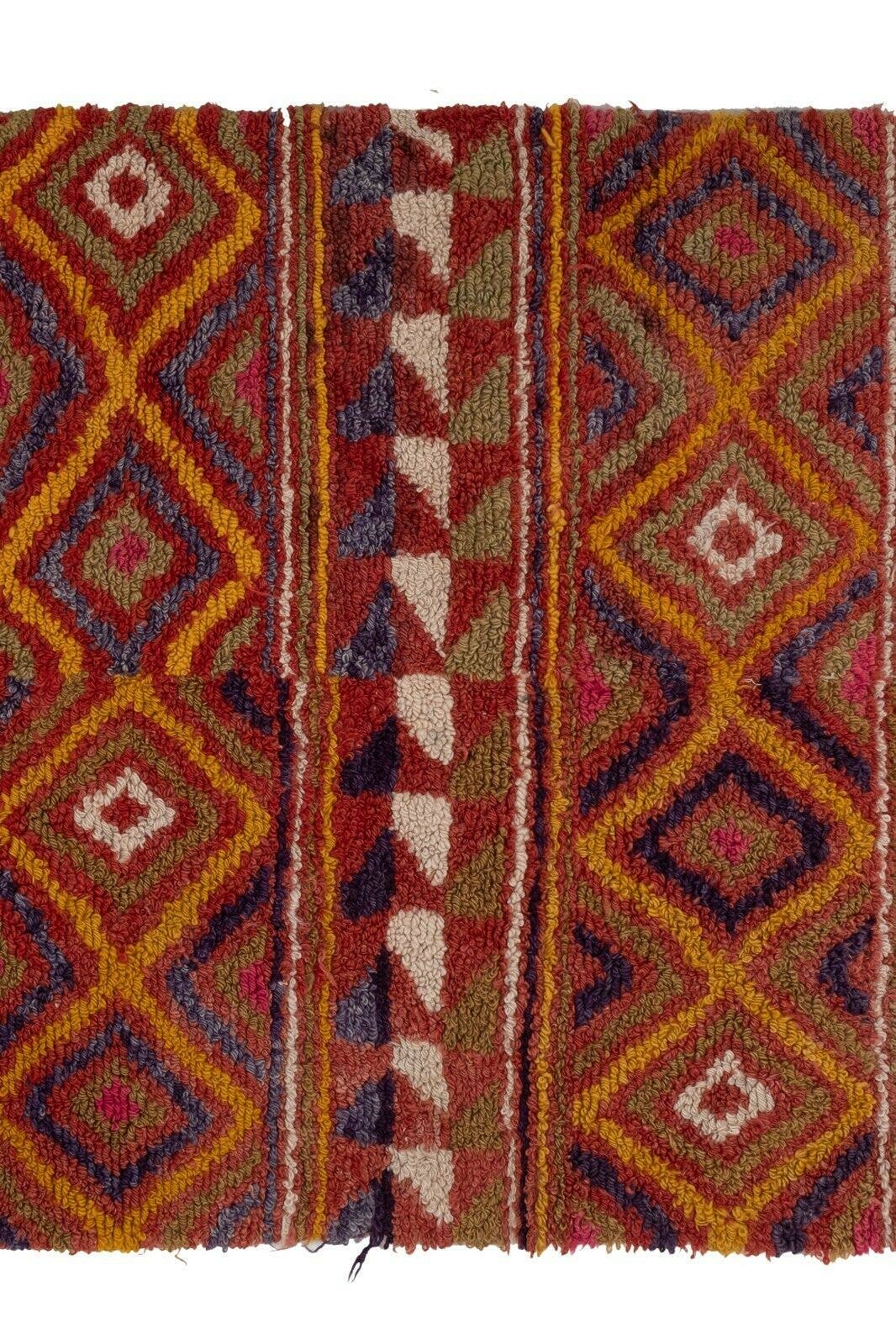 Vintage Checkered Turkish Tulu Rug 3'10'' x 5'4''
