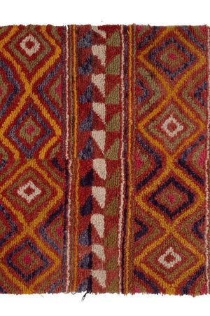 Vintage Checkered Turkish Tulu Rug 3'10'' x 5'4''