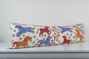 Horse Suzani Bedding Pillow Cover | 18'' x 59''