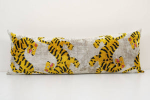 Tiger Silk Ikat Velvet Pillow Cover | 16'' x 44''