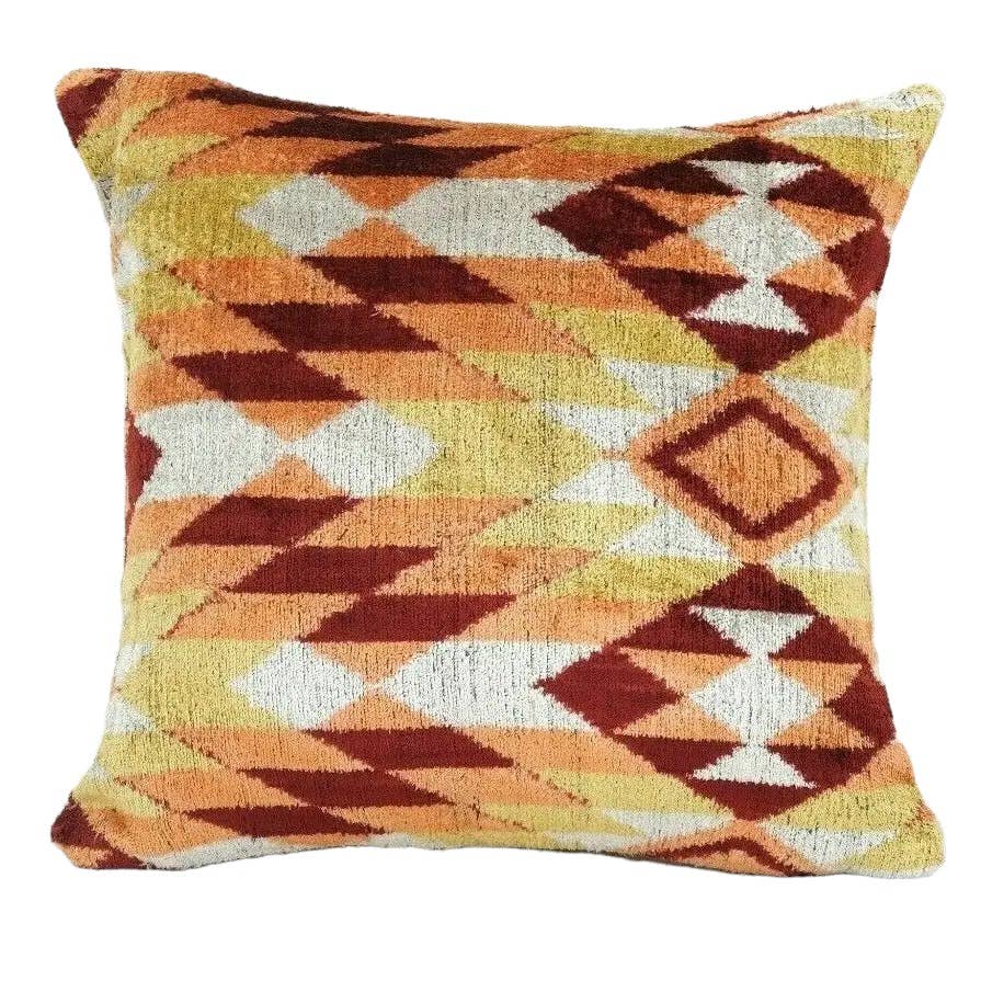 Silk Ikat Velvet Pillow Cover | 16'' x 16''