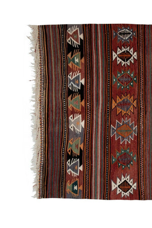 Vintage Turkish Kilim Runner 4'7'' x 9'10''