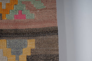 Vintage Turkish Kilim Runner 2'4'' x 12'6''