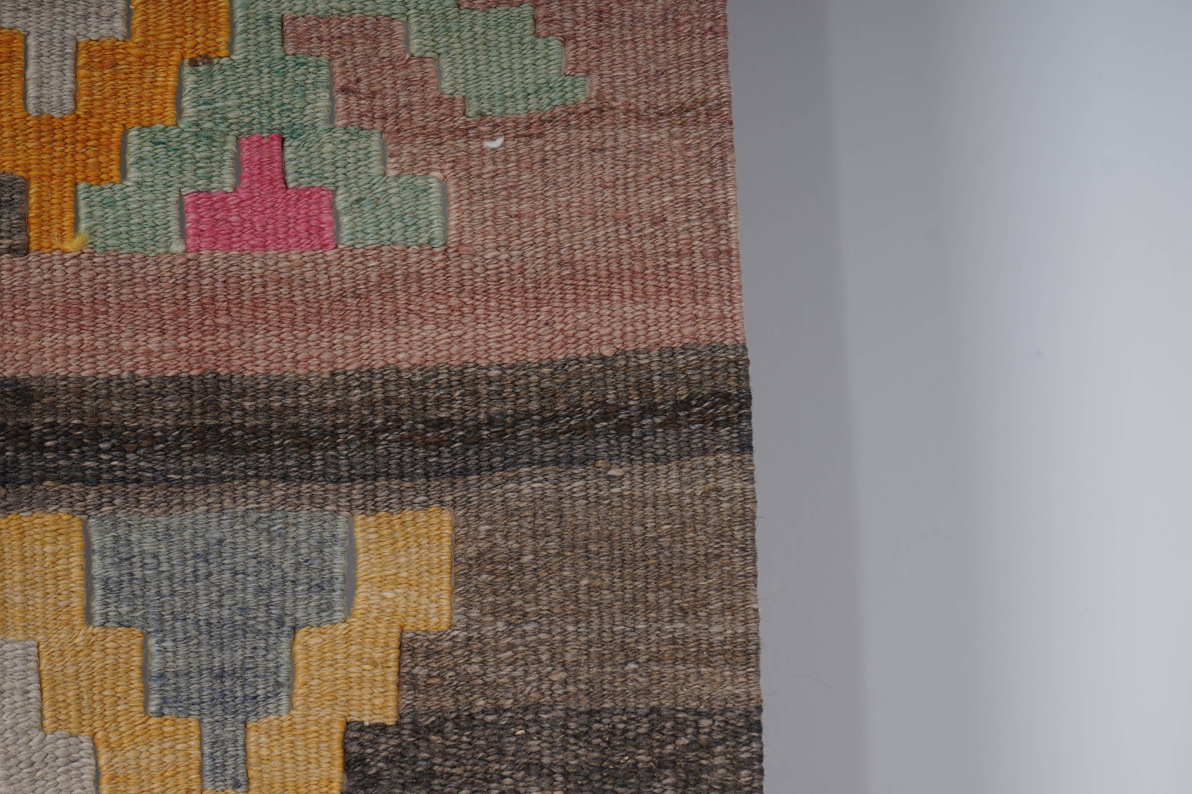 Vintage Turkish Kilim Runner 2'4'' x 12'6''