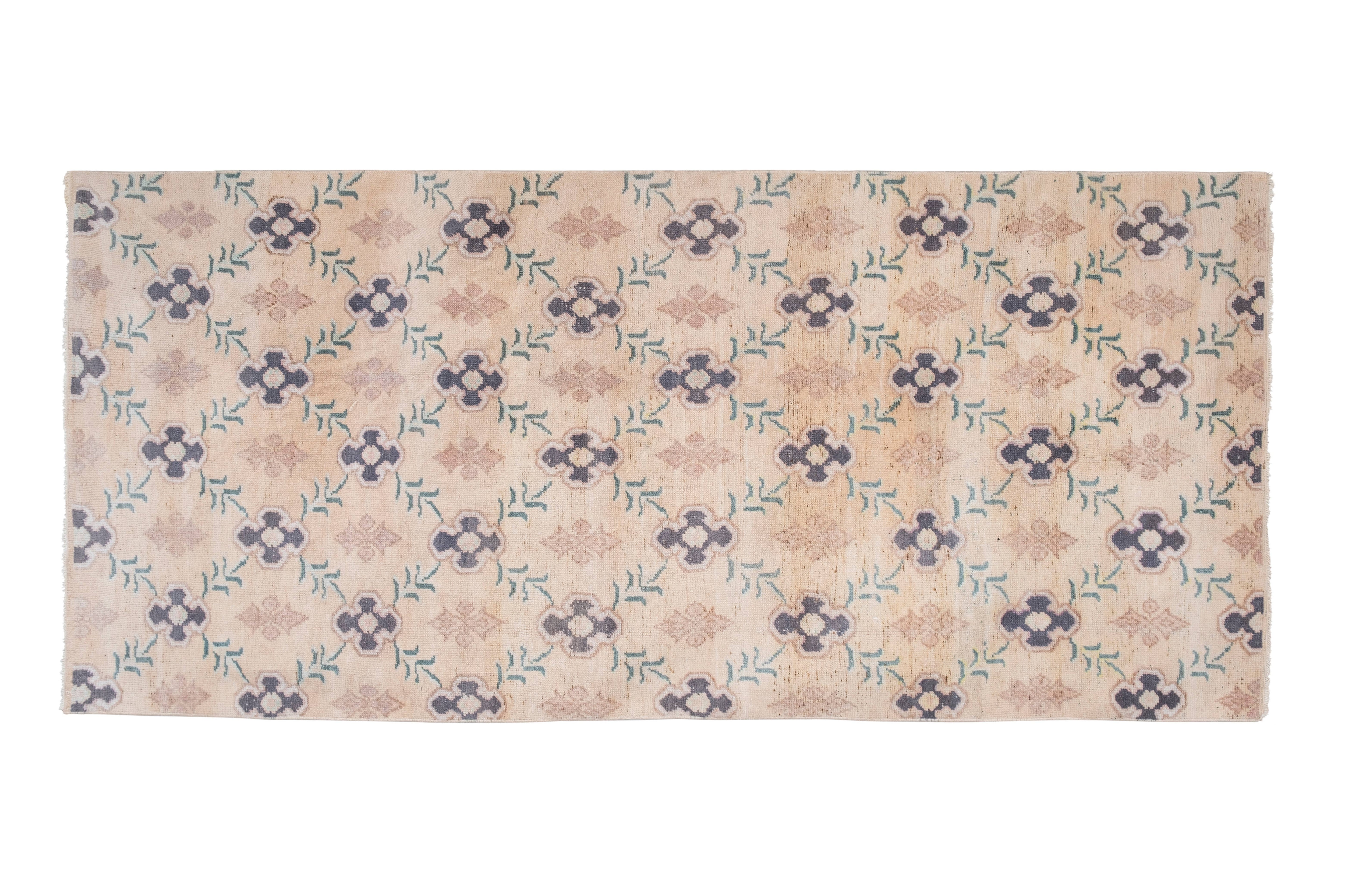 Vintage Turkish Karapinar Runner Rug 4'2'' x 9'2''