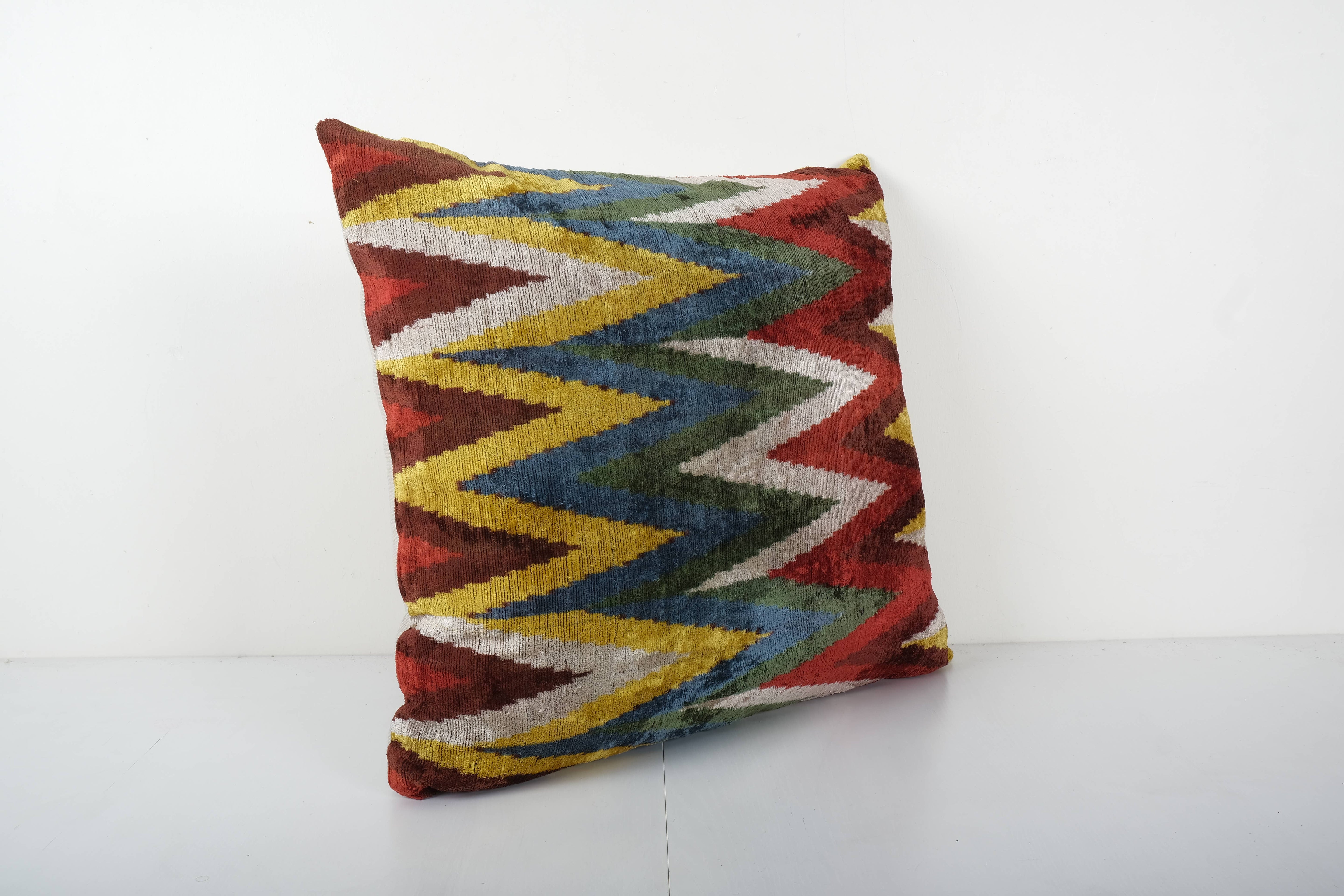 Silk Ikat Velvet Pillow Cover | 26'' x 26''