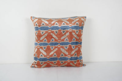 Silk Ikat Velvet Pillow Cover | 24'' x 24''