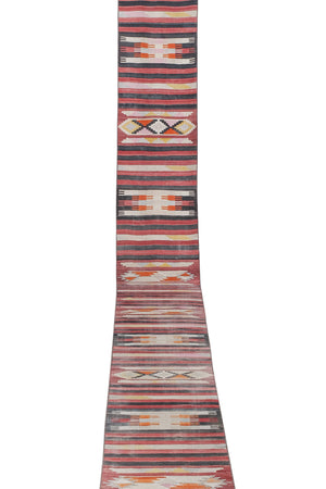 Vintage Turkish Kilim Runner 2'4'' x 22'4''