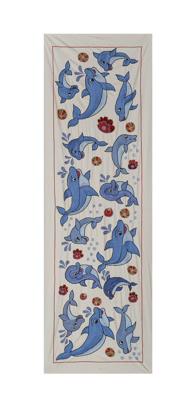 Fish Suzani Wall Hanging & Tablecloth | 18'' x 55''