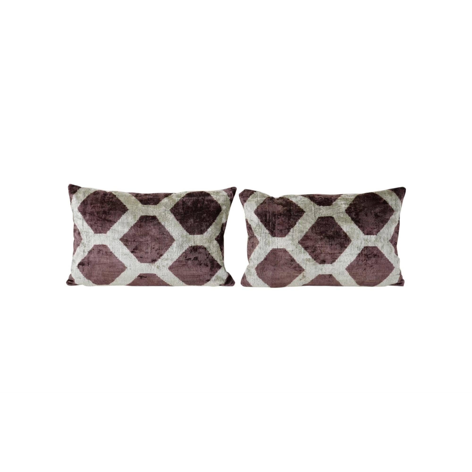 Silk Ikat Velvet Pillow Cover Set of 2 | 16'' x 24''