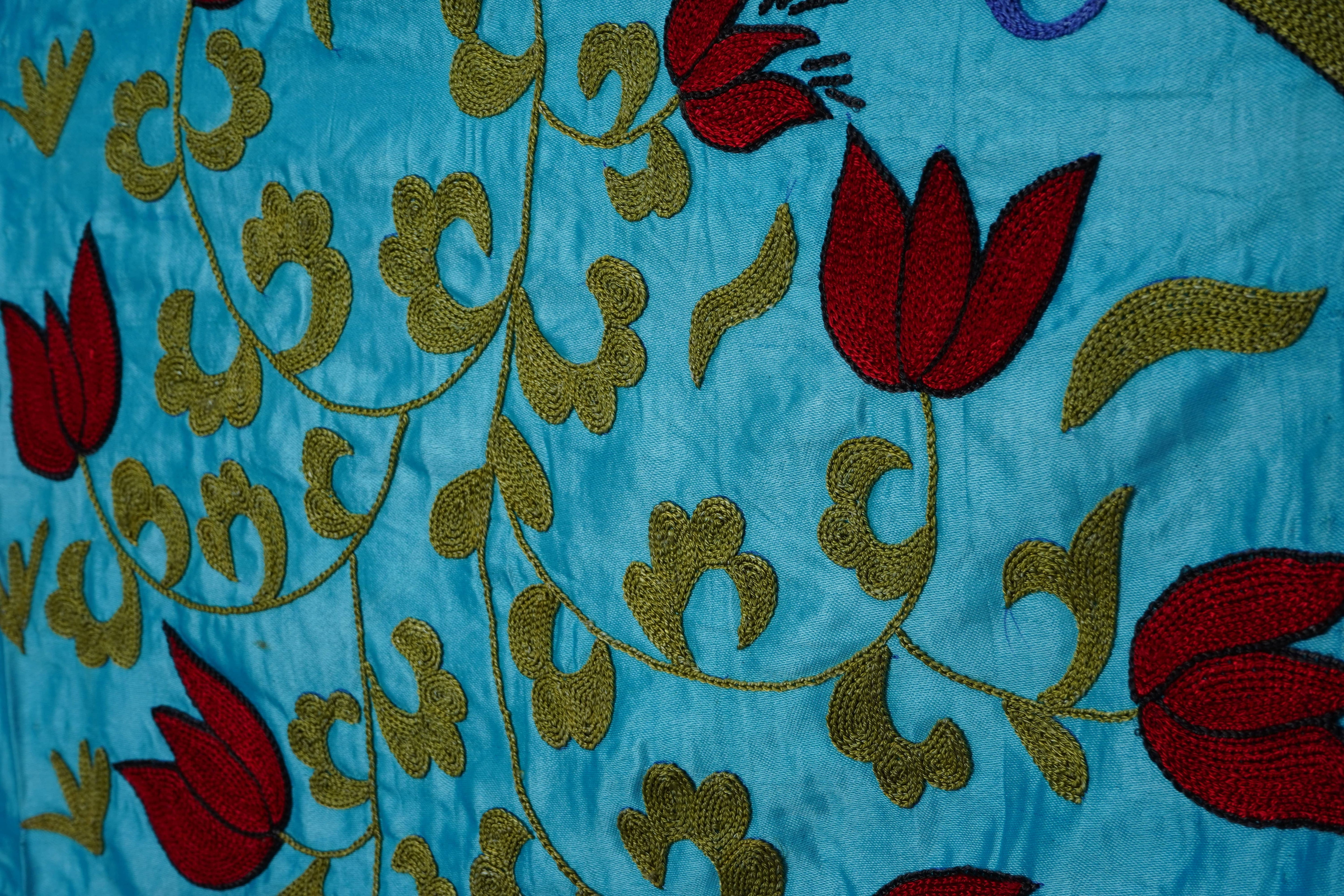 Hand-Embroidered Suzani Wall Hanging & Bedspread 3'5'' x 6'3''