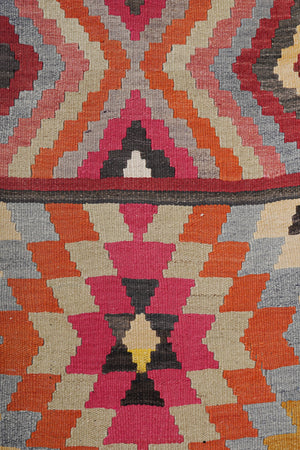 Vintage Turkish Kilim Runner 2'6'' x 12'4''