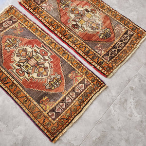 Vintage Oushak Yastik Rugs Set of 2 | 19'' x 36''