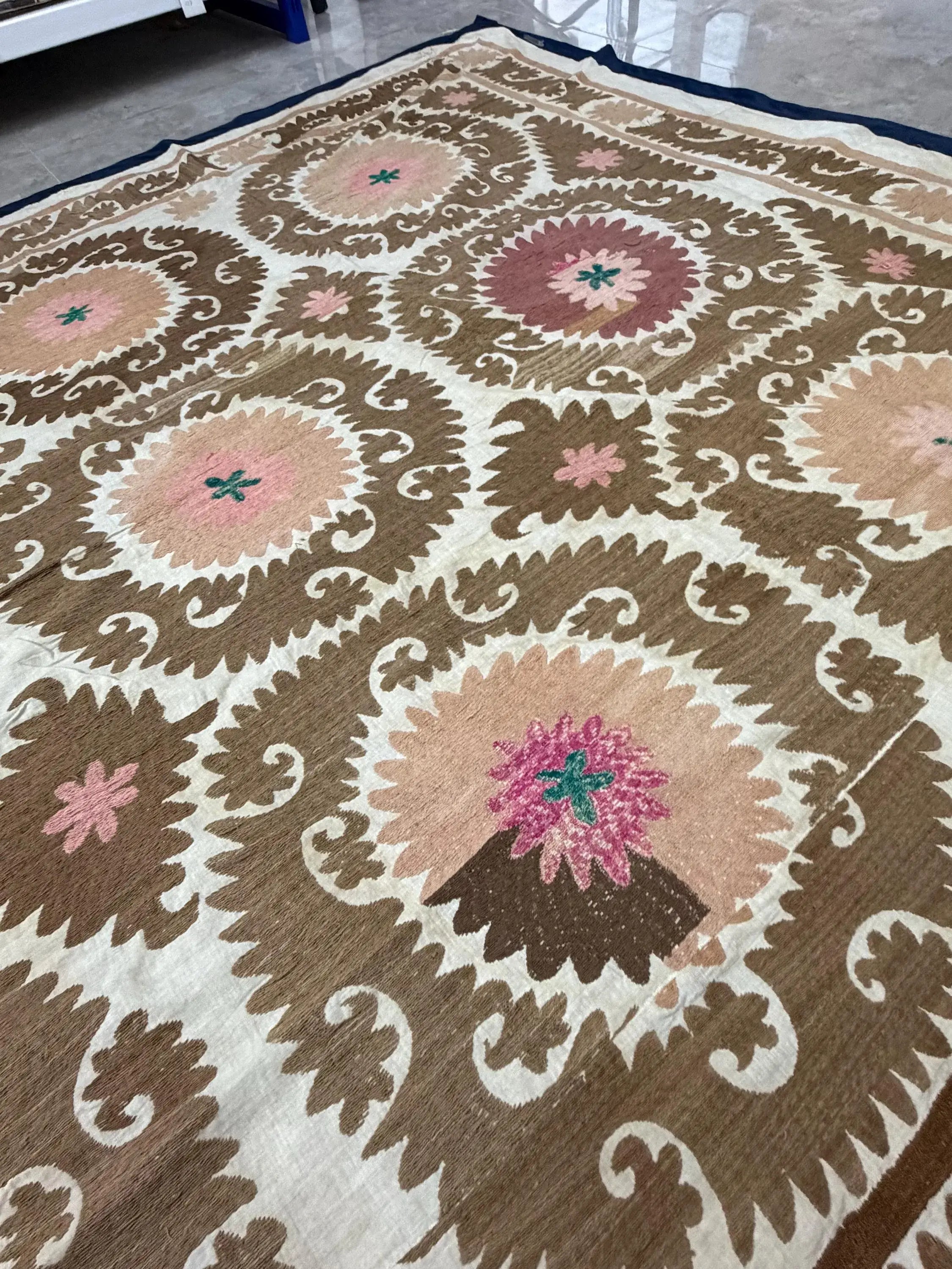 Hand-Embroidered Suzani Wall Hanging & Bedspread 7'3'' x 11'10''
