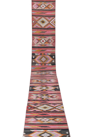 Vintage Turkish Kilim Runner 2'4'' x 23'