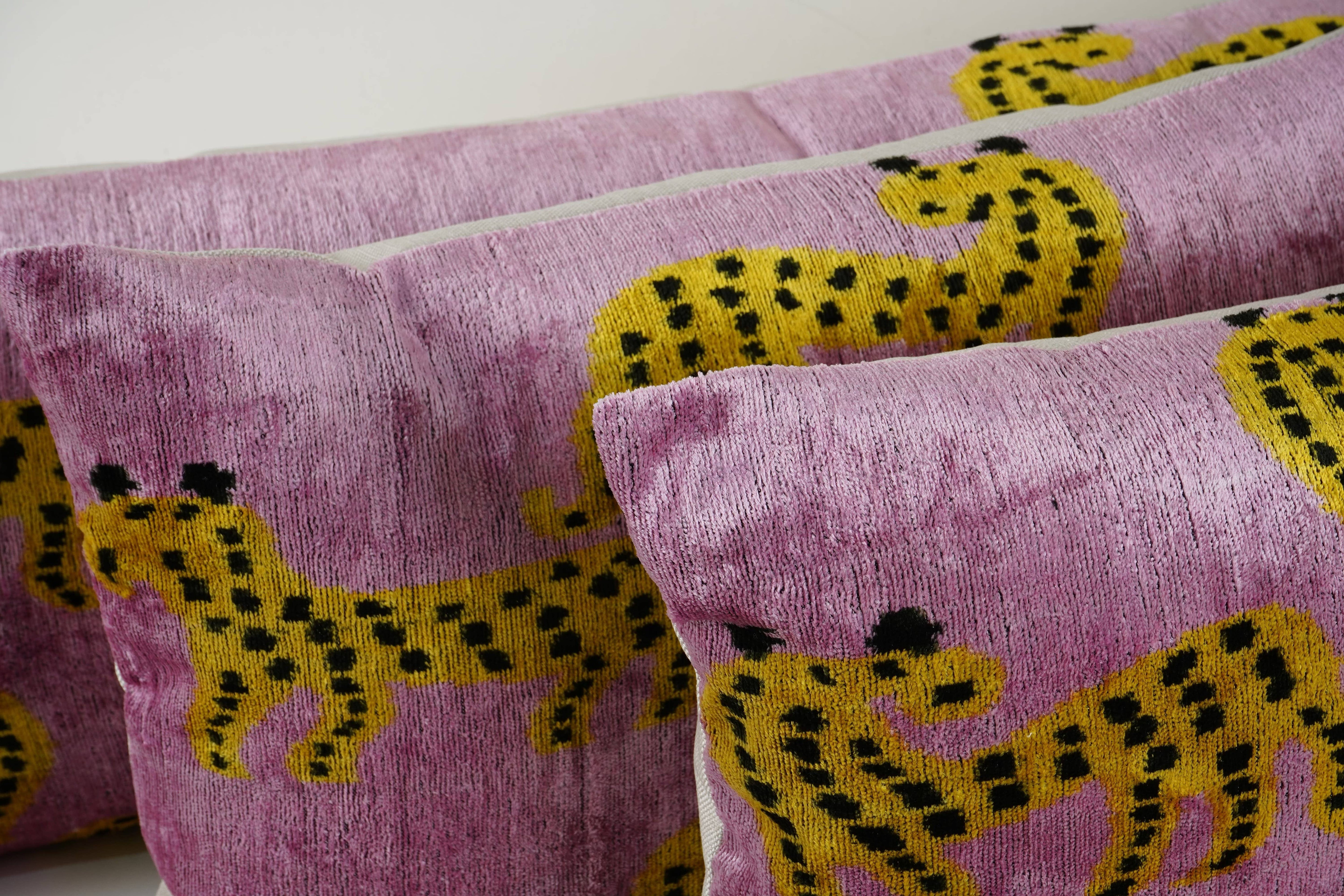 Silk Ikat Velvet Pillow Cover Set of 3 | 16'' x 24''