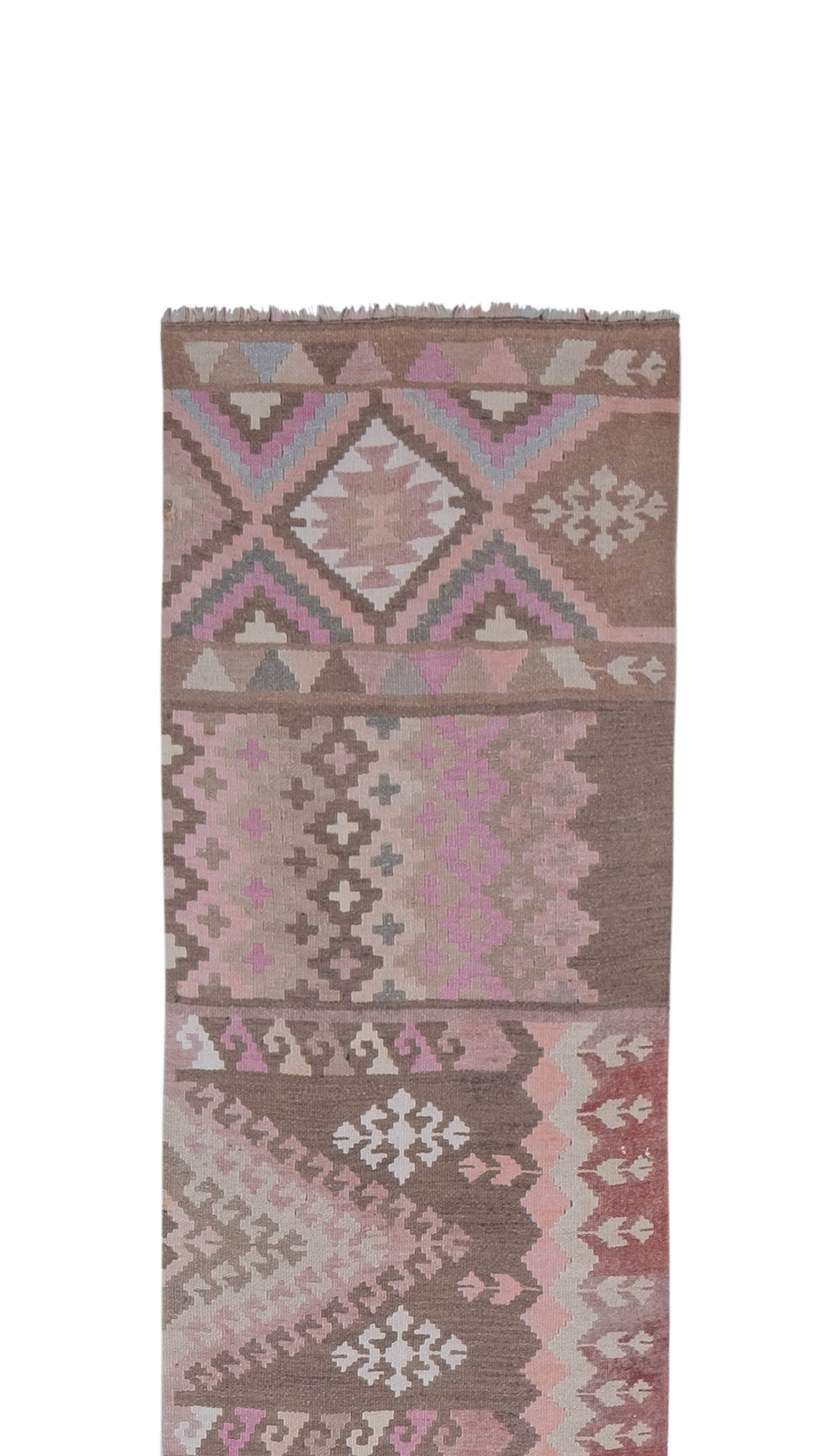 Vintage Turkish Kilim Runner 2'7'' x 19'10''