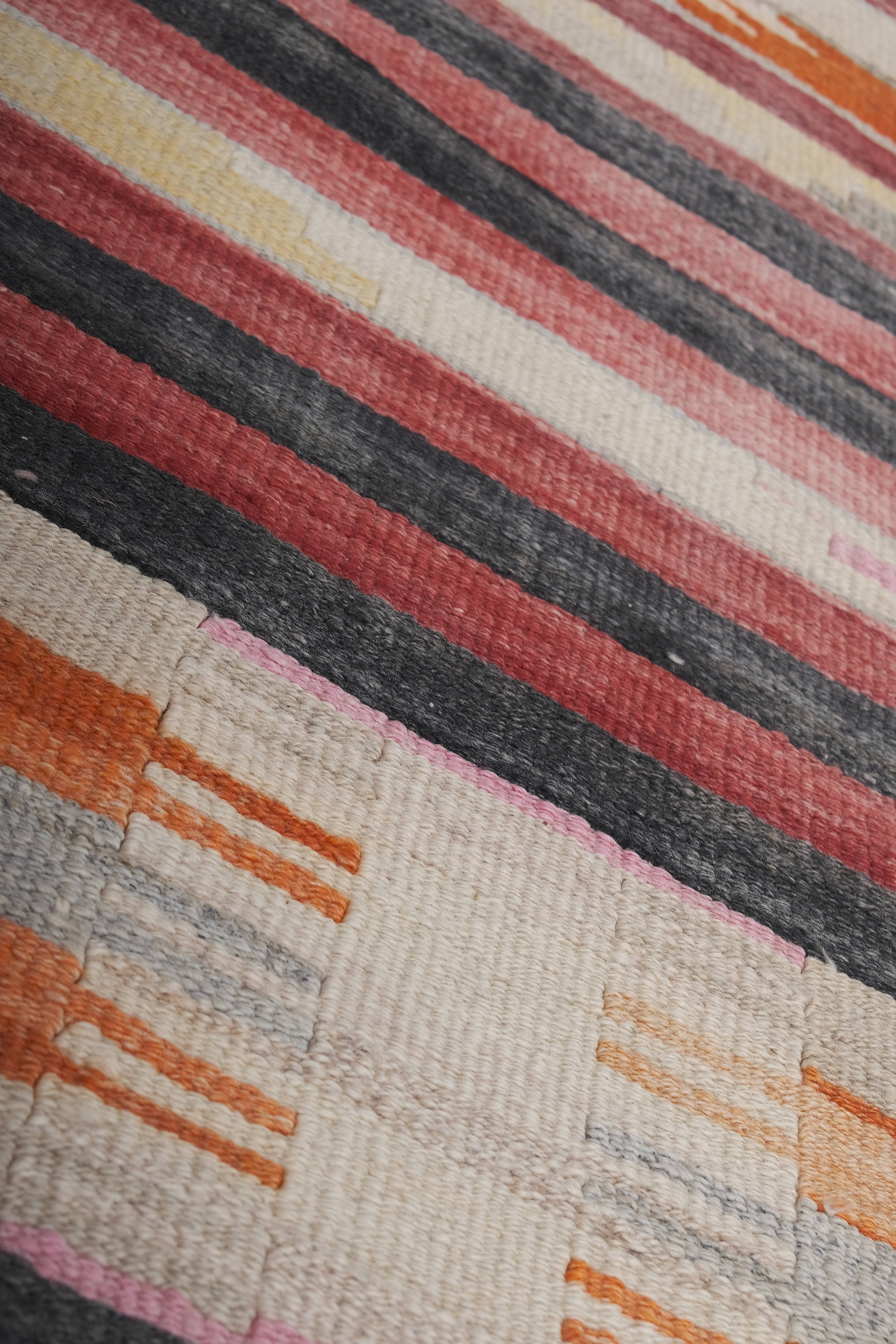 Vintage Turkish Kilim Runner 2'4'' x 22'4''