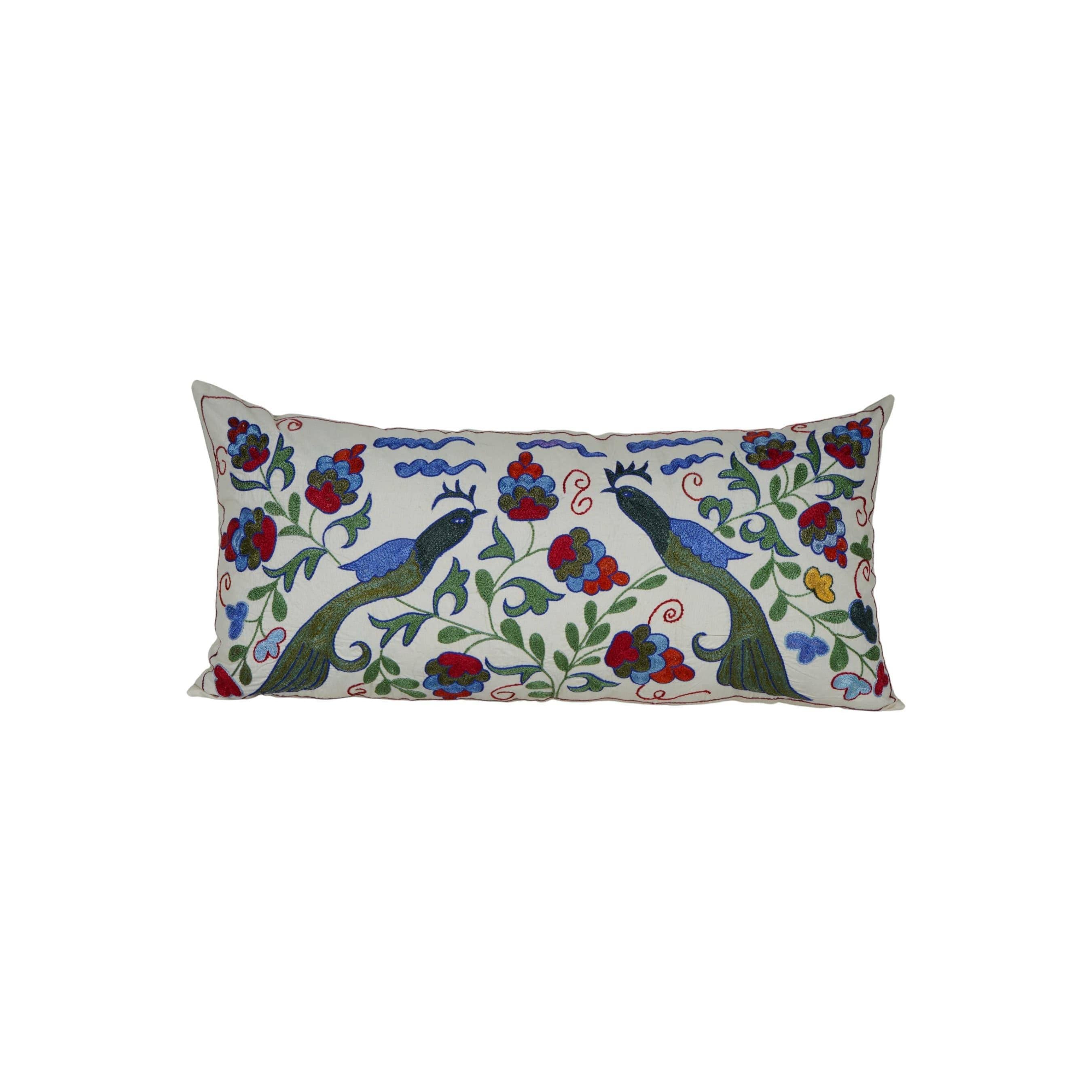 Bird Suzani Bedding Pillow Cover | 16'' x 33''