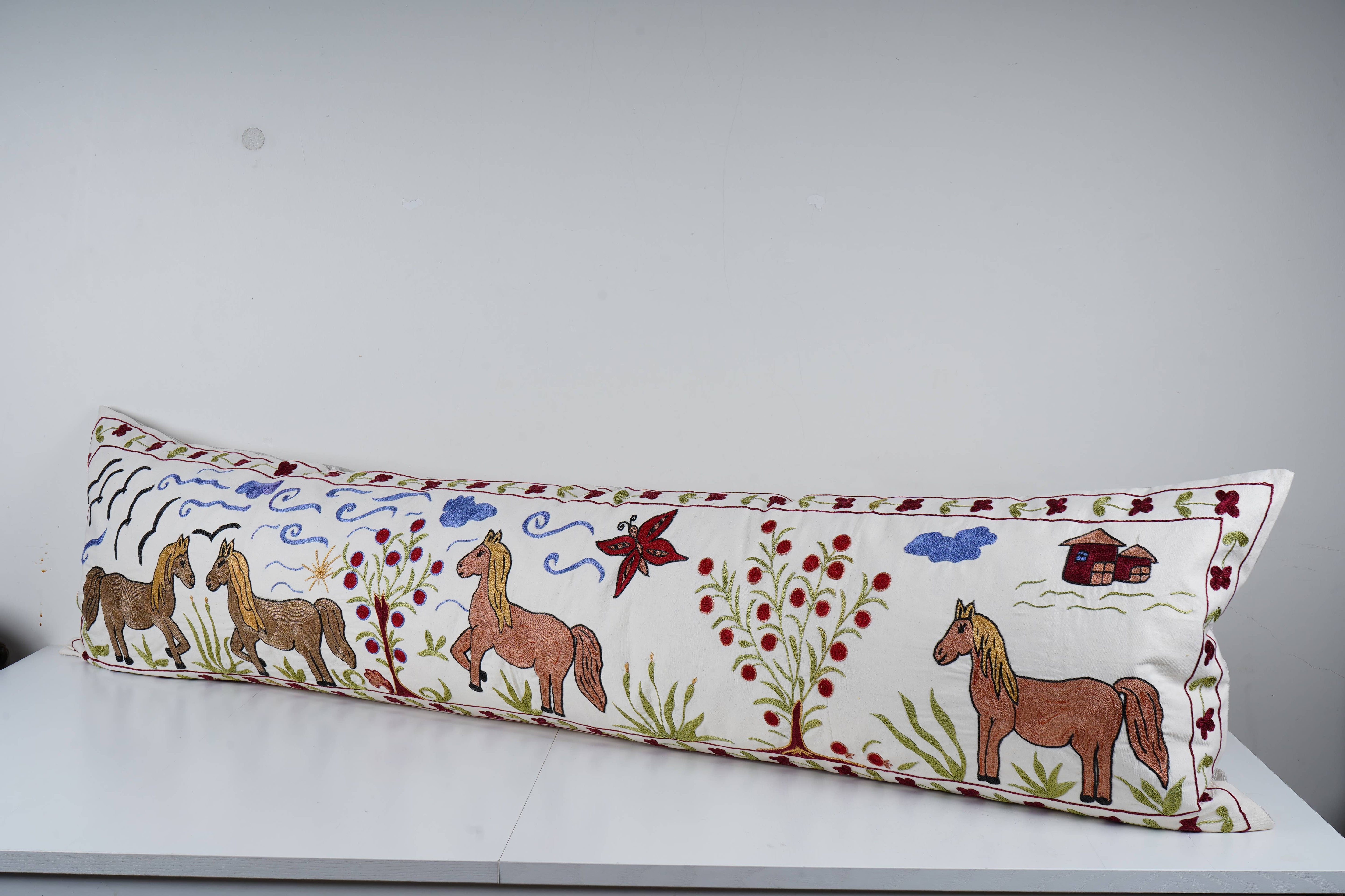 Horse Suzani Bedding Pillow Cover | 1'6'' x 5'11''