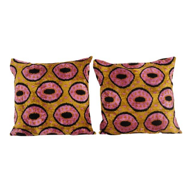 Silk Ikat Velvet Pillow Cover Set of 2 | 24'' x 24''
