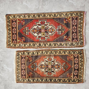 Vintage Turkish Yastik Rugs Set of 2 | 19'' x 37''