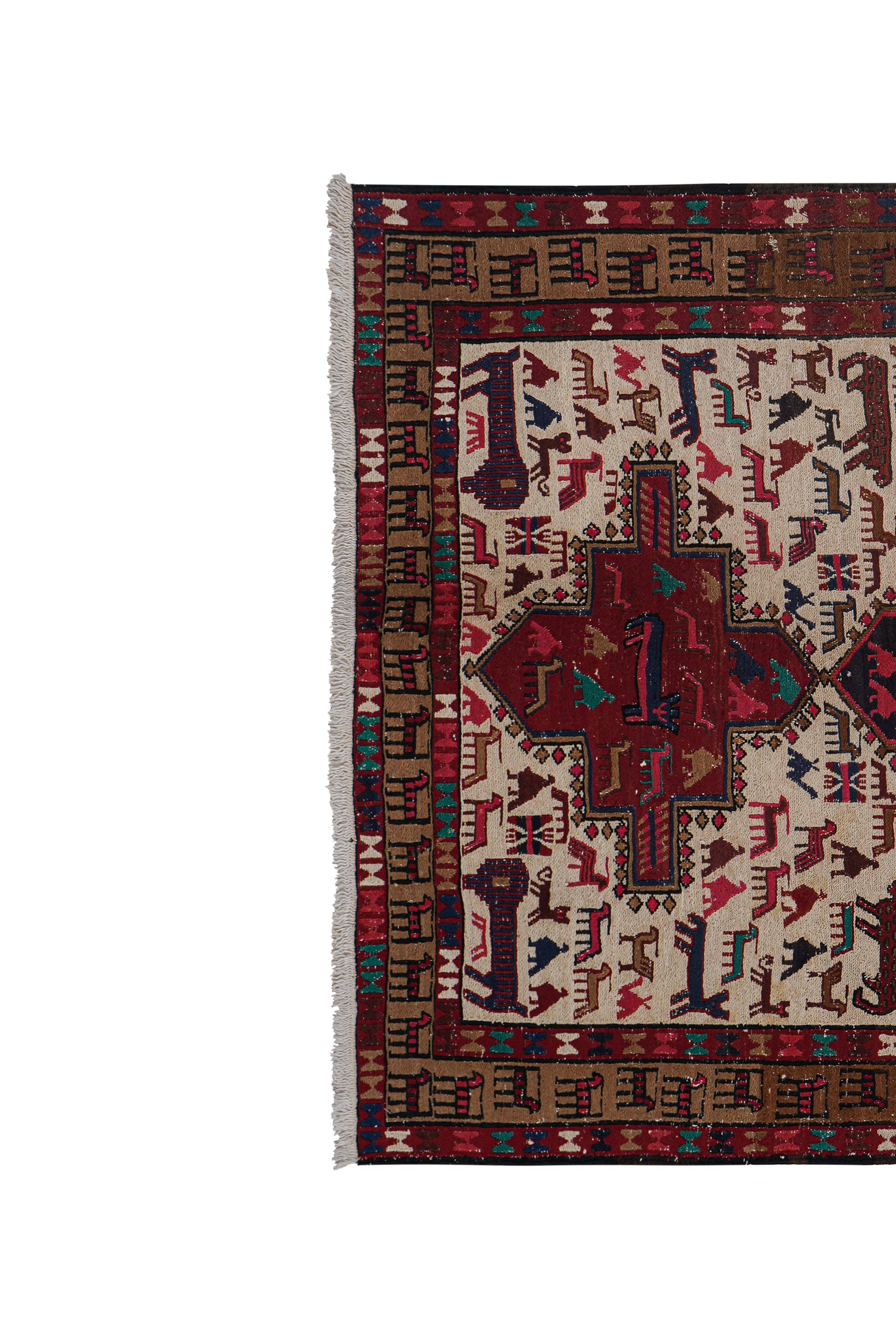 Vintage Soumac Kilim Rug 3'5'' x 4'7''