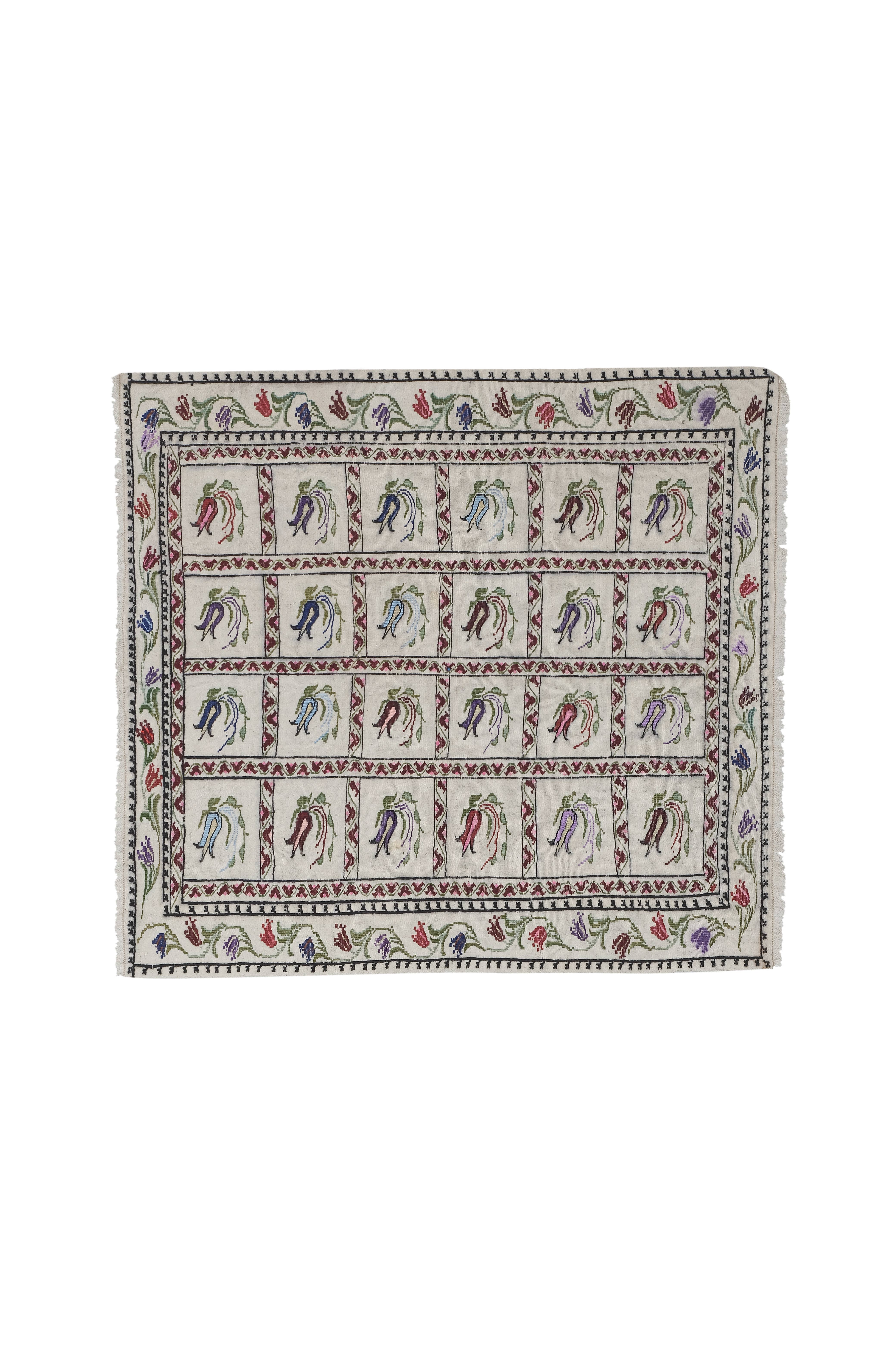 Vintage Turkish Kilim Rug 46'' x 49''