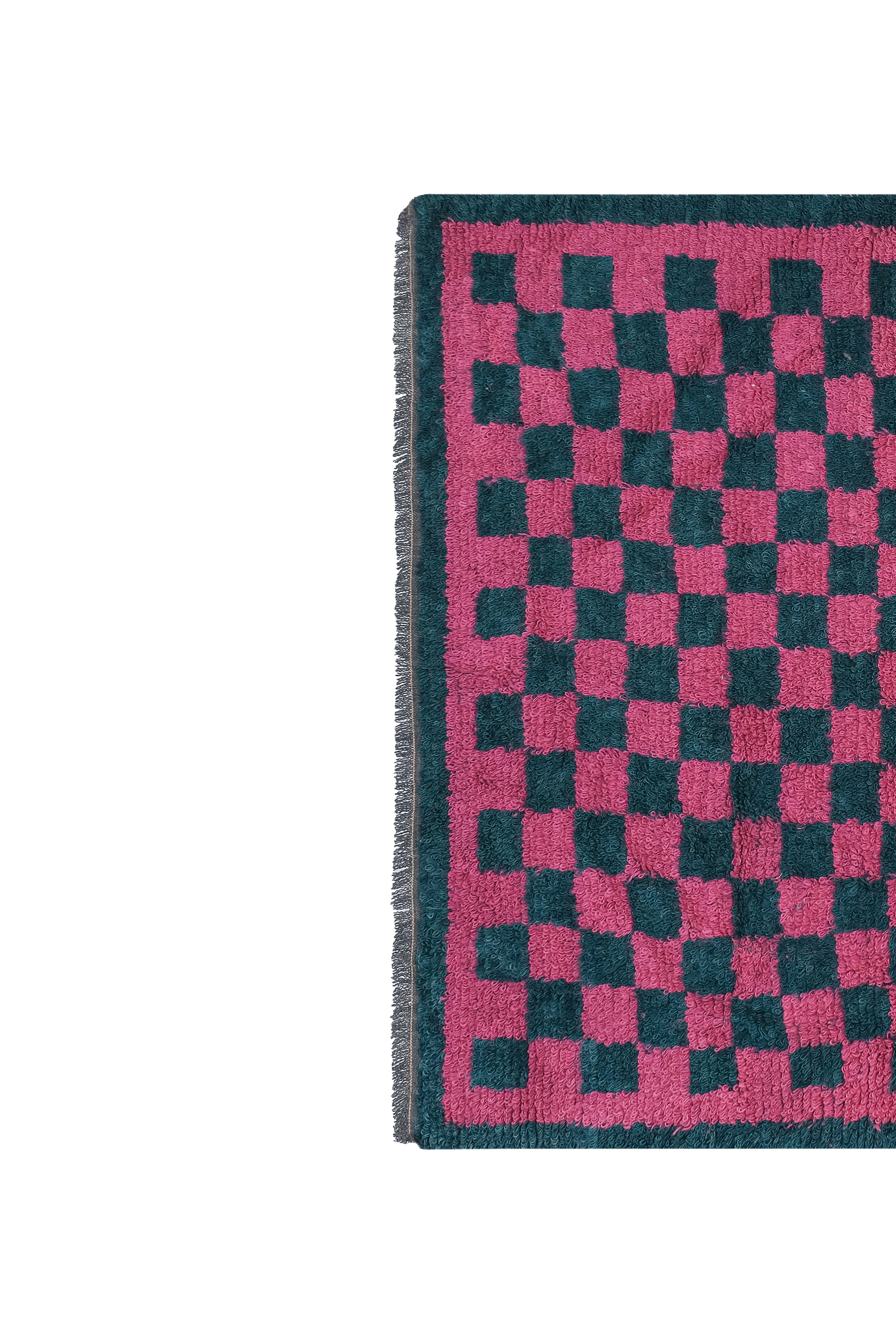 Vintage Checkered Turkish Tulu Rug 4'9'' x 6'3''