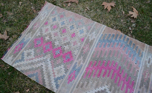 Vintage Turkish Kilim Runner 2'4'' x 12'6''