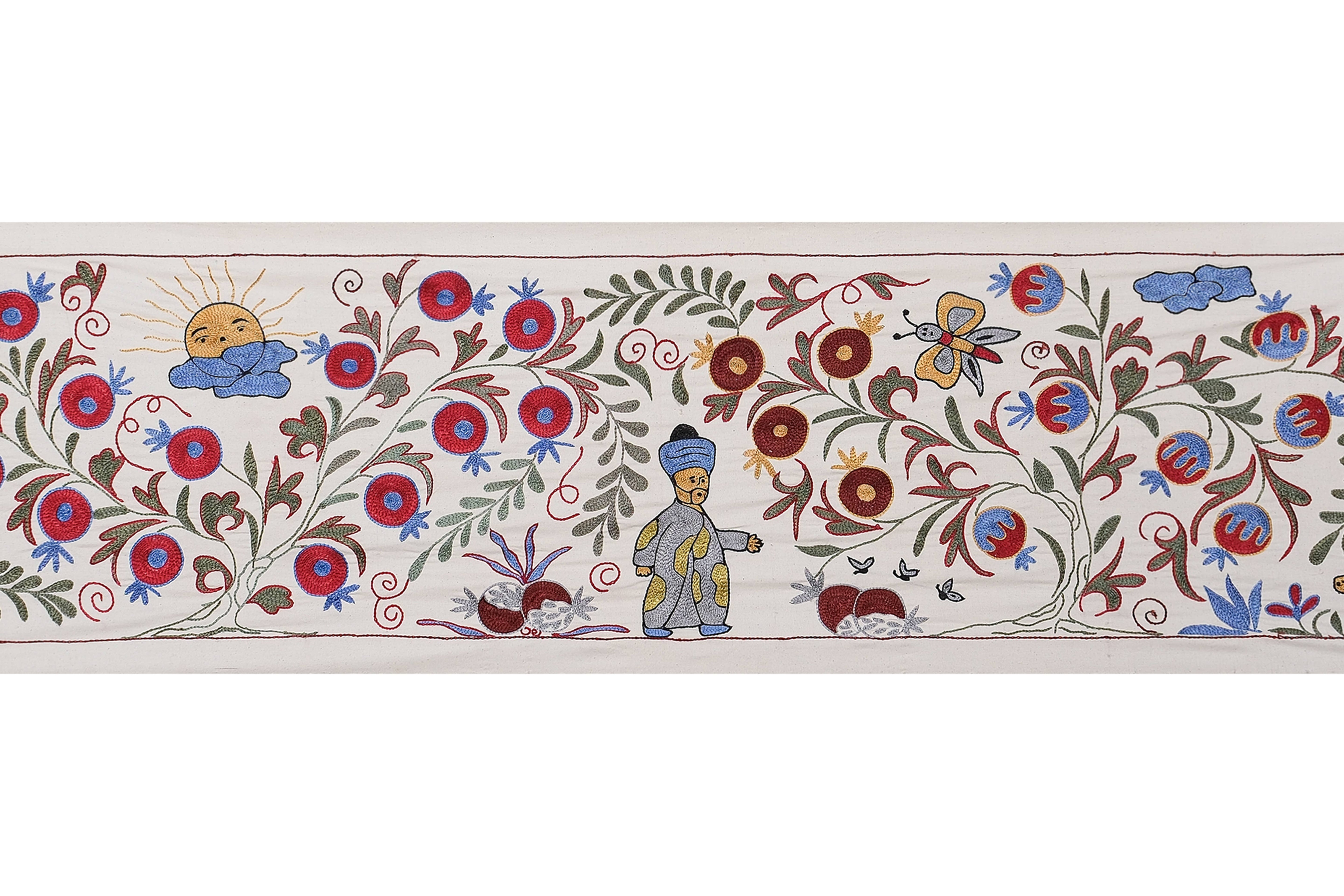 Hand-Embroidered Suzani Table Runner 1'8'' x 6'1''