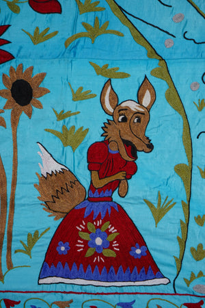 Hand-Embroidered Suzani Wall Hanging & Bedspread 3'5'' x 6'3''