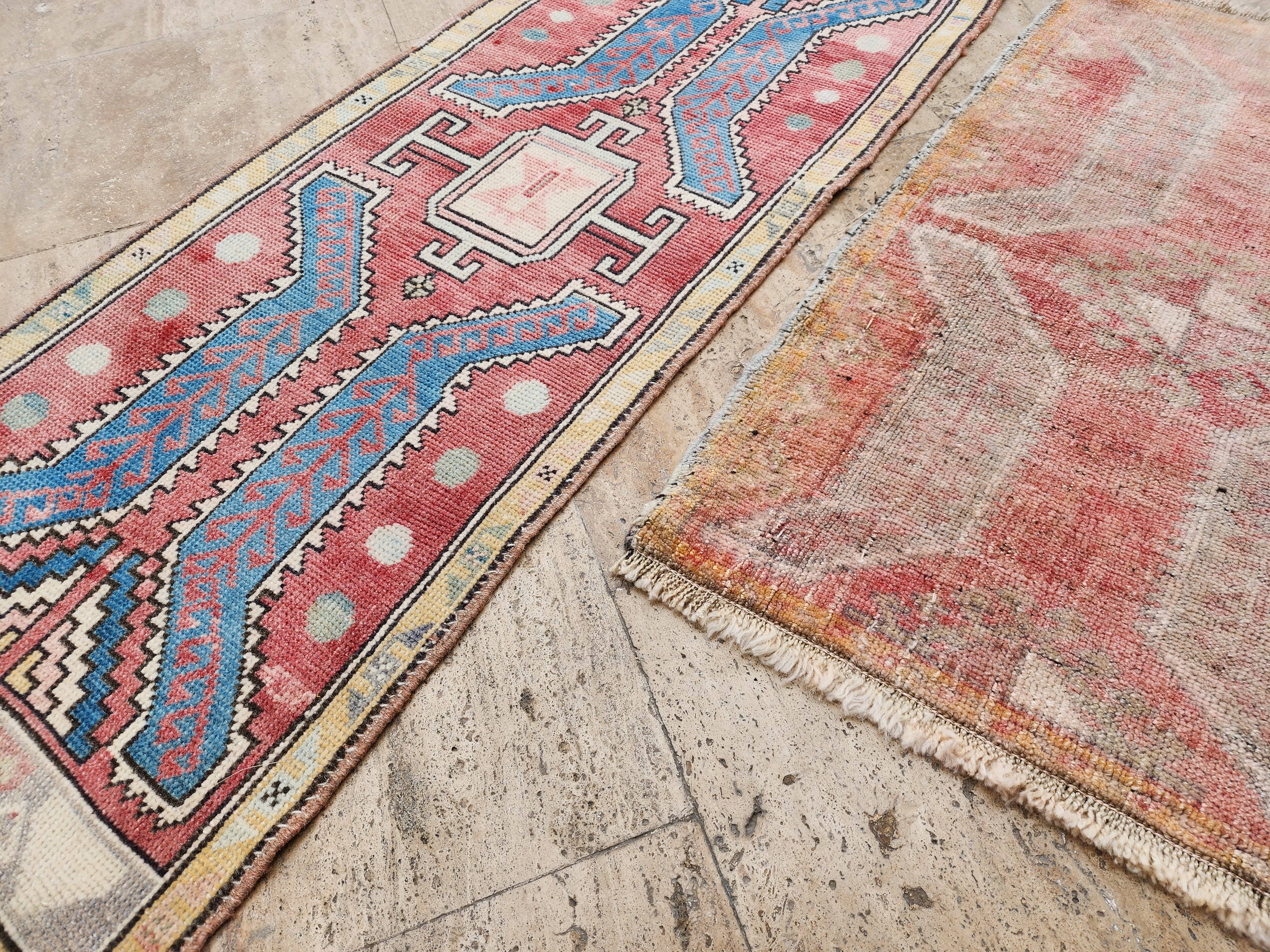 Vintage Turkish Yastik Rug Set of 2 | 1'9'' x 2'8'' & 1'8'' x 4'1''