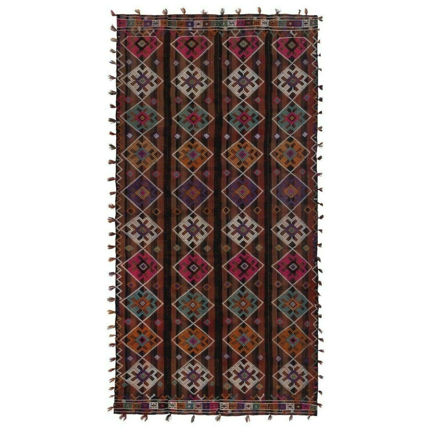Vintage Turkish Kilim Rug 5'4'' x 10'7''