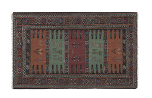 Vintage Turkish Soumac Kilim Rug 3'4'' x 5'4''