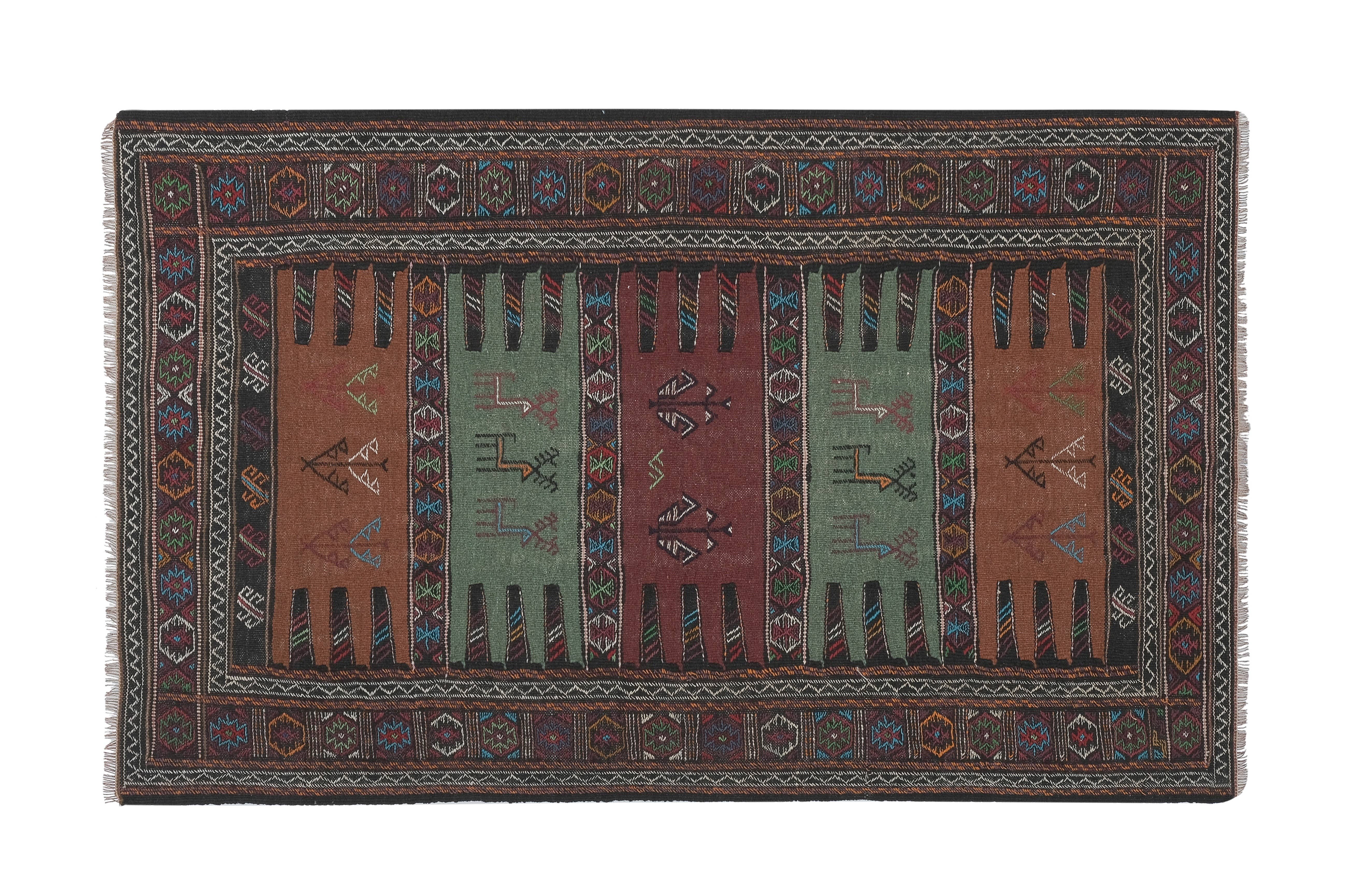 Vintage Turkish Soumac Kilim Rug 3'4'' x 5'4''