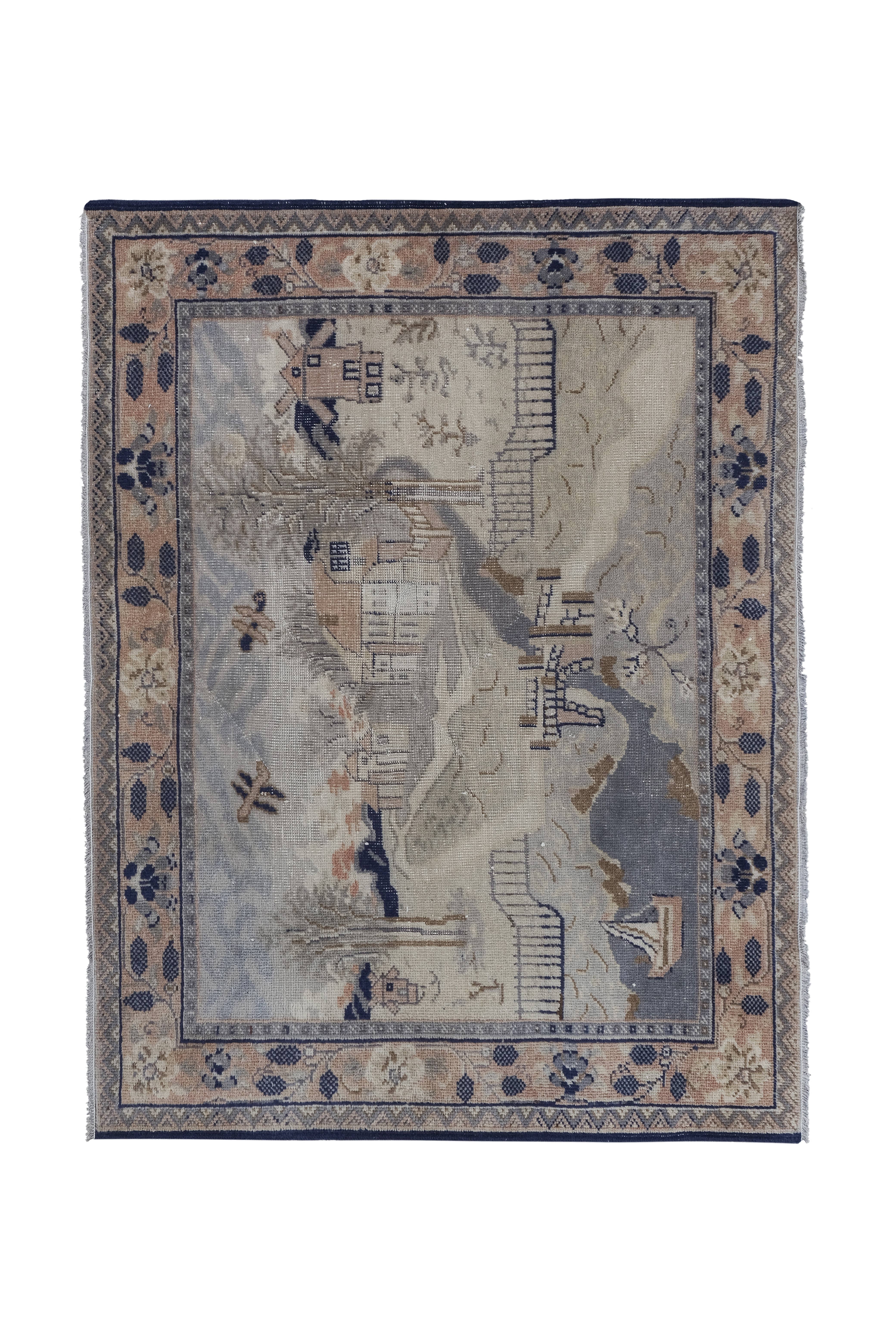 Hand-Embroidered Vintage Textile 43'' x 57''