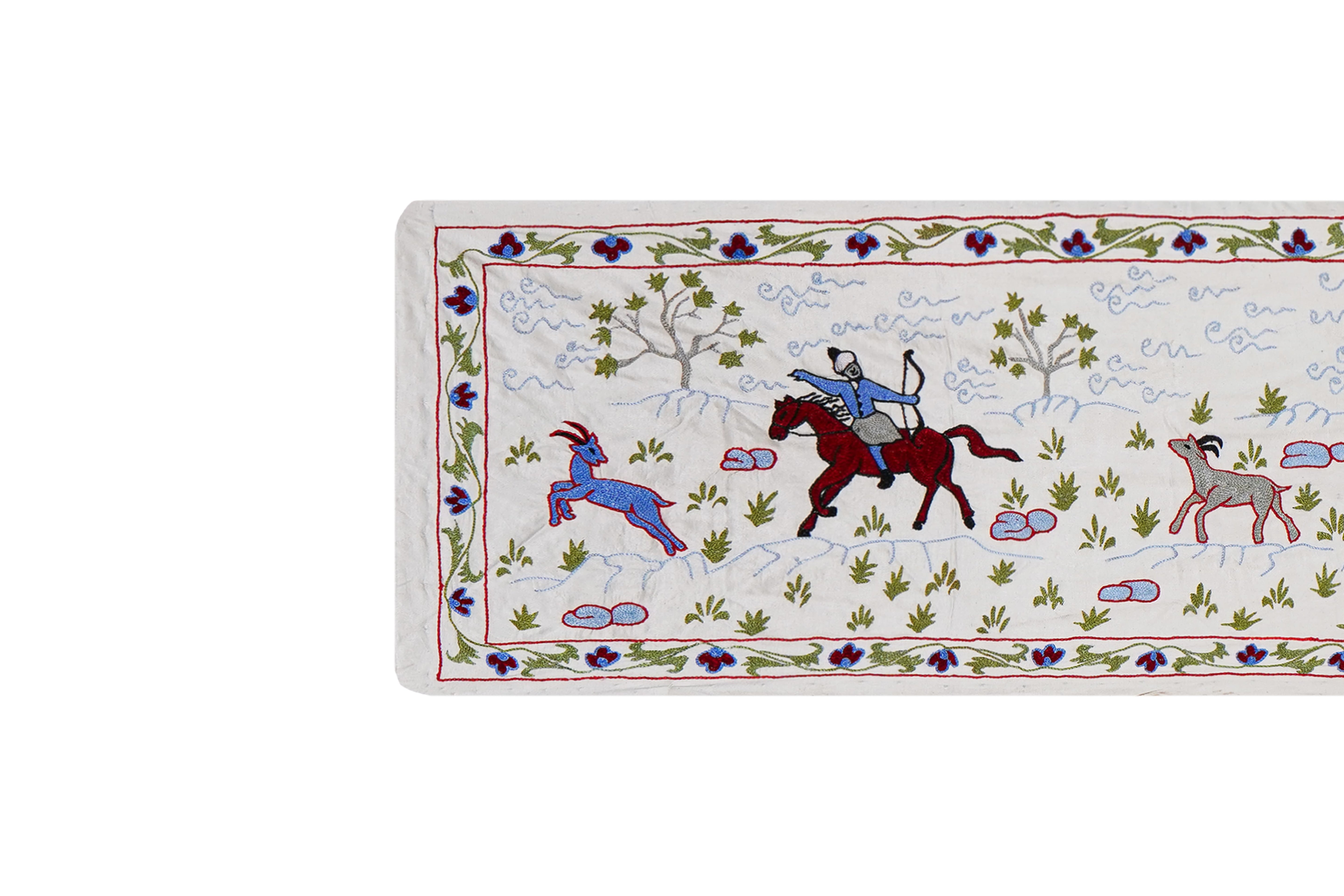 Horse Silk Suzani Wall Hanging & Bedspread 1'8'' x 6'1''